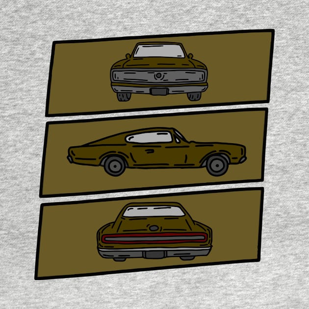 retro muscle car vintage illustration by fokaction